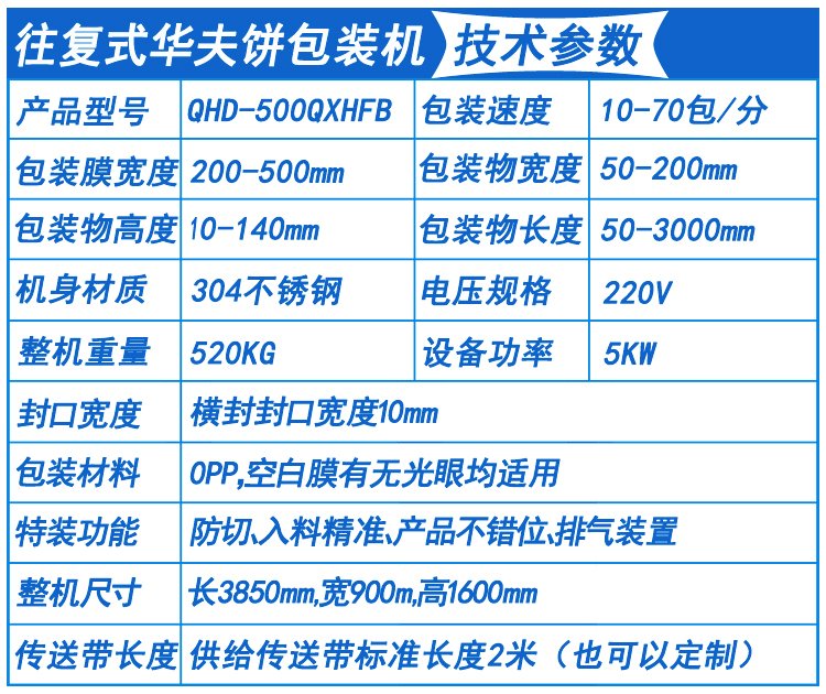 华夫饼包装机技术参数